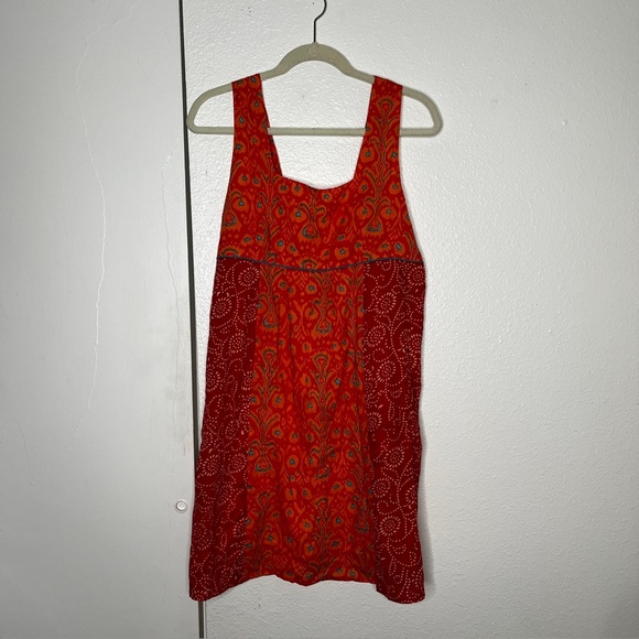 ASHA ORANGE 100% COTTON BOHEMIAN PAISLEY PRINT HIPPIE MINI SUNDRESS SZ SMALL - Picture 1 of 6